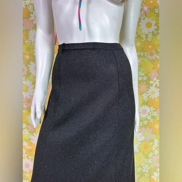 Vintage 70’s Black Shimmer Maxi Skirt - Picture 2 of 12